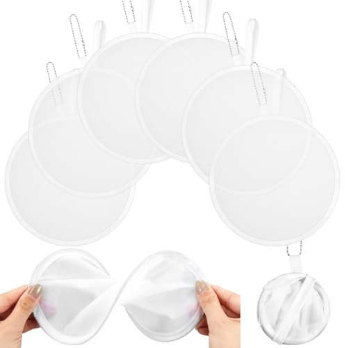 Namalu 6 Stück Weiß Japanische Fächer Rund Faltbar Handfächer Rund Faltbare Fächer Handfächer für Damen Faltbarer Runder Fächer Sommer Fächer Festival Handfächer Tragbare Einfarbig Fächer