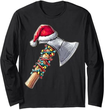 Axe Throwing Axe Thrower Christmas Hat Xmas Long Sleeve T-Shirt