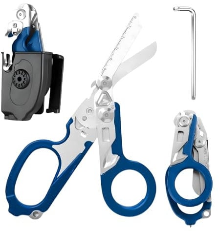 Ziyero Alicates Multifunción,Herramienta Multifunción,Tijeras Multiherramienta,Alicates Plegables Tácticos con Cortador de Correa y Rompecristales,Reparación De Senderismo de Camping - Azul