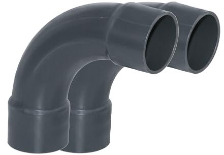 HAF® 2X PVC Fittings Bogen 90° mit 2X 50mm Klebemuffen - Verbinder aus grauem PVC-U für Rohre, Rohranschlüsse, Poolverrohrungen und vieles mehr...| Qualität: Made in Europe - Menge: 2 Stück