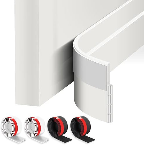 ETERCYCLE Lot de 4 boudins de porte pour portes, balayage sous porte pour portes extérieures et intérieures, réglable, insonorisant, anti-courants d'air pour portes (blanc + noir)