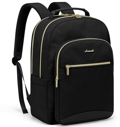 LOVEVOOK Laptop Backpack Womens 15.6 Inch, Work Bags for Women, Large Ladies Rucksack Back Pack for School Office College Travel, Lightweight Teacher Bag, Black