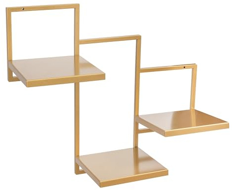 FRAMADO - Wand Pflanzenregal Trio Ripiani - Pflanzenständer 58x22,5x50cm - Farbe Gold - Indoor-Display - Wandregal aus Metall - Dekoratives Regal - Wohnaccessoires