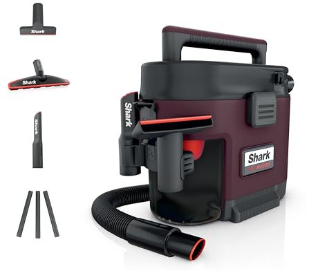 Shark MessMaster Portable Wet Dry Vacuum, 1 Gallon Capacity, True Grip Accessory Suite, Corded, Perfect for Pets & Cars, Ultra-Powerful Suction for Tough Wet & Dry Messes, Burgundy, UV105