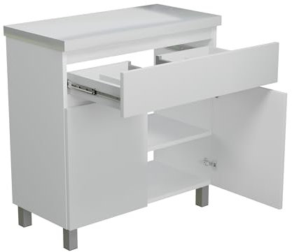 paplinskimoebel - Waschbeckenunterschrank Ariza TOP 80 cm Breite, ohne Waschbecken, Unterschrank mit Schublade, Hängend oder Stehend, für Aufsatzwaschbecken - Weiß Matt/Weiß Hochglanz Front