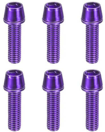 sourcing map 6pcs Bike Disc Brake Caliper Bolts M5 x 18mm Hex Bicycle MTB Disc Brake Caliper Adapter Screws Bolts for Road Mountain Bike BMX, Purple
