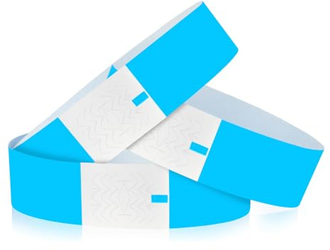ipow Lot de 500 Bracelets d'Identification, Bracelet en Papier Imperméable 25 * 1,9cm, Bracelet d'Entrée pour Événements/Festivals/Concerts/Soirées/Clubs/Voyages/Fête/Contrôle et Sécurité-Bleu