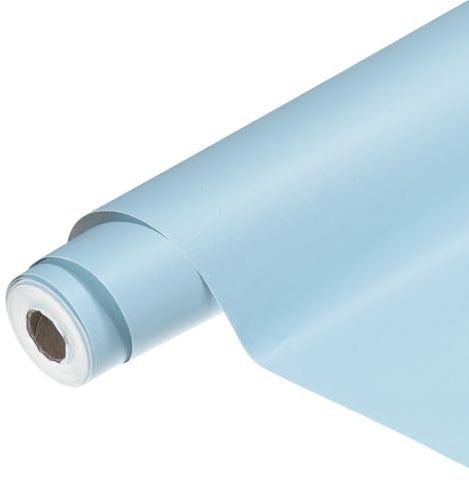 sourcing map PVC Peel and Stick Wallpaper 15.8 x 393.7 Waterproof Self-Adhesive Decorative Contact Paper Removable Cloth Vinyl Wrap Paper for Kitchen Bedroom Cabinet Furniture, Sky Blue