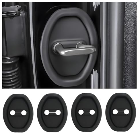 4Pcs Car Door Lock Protective Cover for Smart ForFour 2 (II) W453 I 2014-2021, Silicone Car Door Latch Covers Lock Accessories, Reduction & Protection,Black