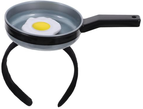 CVUTOVO Funny Frying Pan Headband for Adults Unique Quirky Hair Hoop Party Photo Booth Prop Stylish Pan Boppers Hair Accessory for Birthdays and Events
