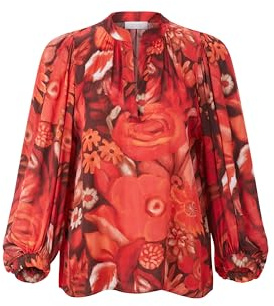 rich&royal Printed V-Neck Blouse Holiday red