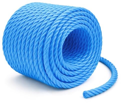 Flatro Blue Polypropylene Rope 30 Meter Long 10mm Strong Cord 885kg Breaking Load Capacity | Hard Wearing 3-Strand Strong Rope | Best for Tarpaulin Strapping Items Cargo Boating | Washing Line