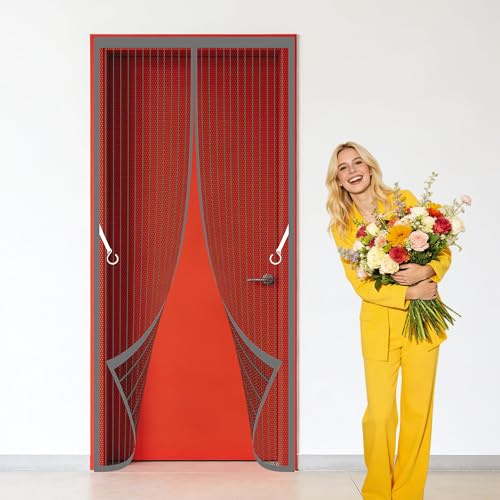 Zanzariera Porta Finestra 86 x 267 cm Si Chiude da Sola Tenda Anti Zanzare Non Accorciabile per Ideale Porte da Balcone, Cantine, Terrazze, Grigio