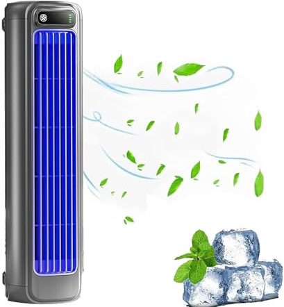 PEAMOO Desktop Mini Tower Fan,Portable Air Conditioner Cooling Fan Quiet with 3 Speeds, Portable Desk Fan, 2000mah Rechargeable USB Desk Fan for Home, Office, Bedside & Desktop (grey)