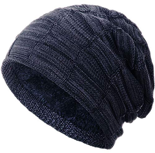 Compagno warm gefütterte Beanie Wintermütze Flechtmuster unifarben oder meliert Einheitsgröße Mütze