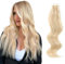 ABH AMAZINGBEAUTY HAIR Tape In Extensions Blonde Tape Haarverlängerungen Highlights Remy Menschenhaar Unsichtbar Nahtlos Schmutzigblond mit Platin Strand-Bleached Blond Tape Extensions P18-613 40 cm