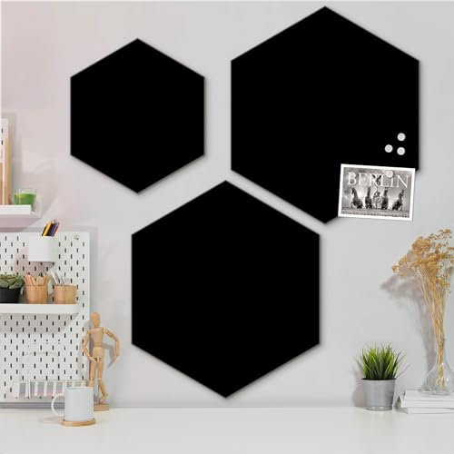 banjado Glas Magnettafel (55 x 48cm) - Magnetwand Glas - Magnetpinnwand als Memoboard - Pinnwand Magnettafel Küche, Büro, Kinderzimmer in der Tiefschwarz