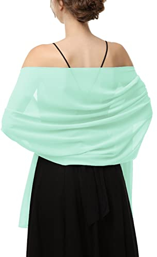 Chiffon-Schals für Brautkleid, Hochzeit, Party, Abendkleid und besondere Anlässe, mint, Länge (79) * Breite (19)