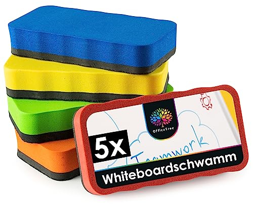 OfficeTree 6x Whiteboard Schwamm Magnetisch - 6 Farben - Whiteboard Reiniger entfernt Schrift und Zeichnungen - Schwamm für Whiteboard - Tafelwischer - Magnetschwamm
