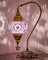 DEMMEX Authentic Turkish Lamp, Made in Turkey, Turkish Moroccan Tiffany Style Mosaic Table Bedside Lamp, Lampshade, 100% Handcrafted, Antique Brass Color Metal Body & Base, 15 (Lilac)