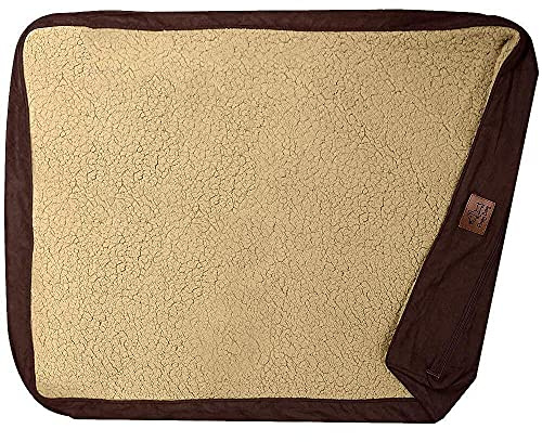 Floppy Dawg XL Hundebett-Ersatzbezug Abnehmbarer und maschinenwaschbarer Bezug für Matratze und rechteckige Kissenbetten 48L x 30W Braun mit beigefarbener Oberseite