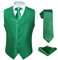 HISDERN Anzugweste für Herren Grün Hochzeit Weste und Krawatte und Einstecktuch Set Einfarbige Anzug Weste Herren mit Taschen Party XL