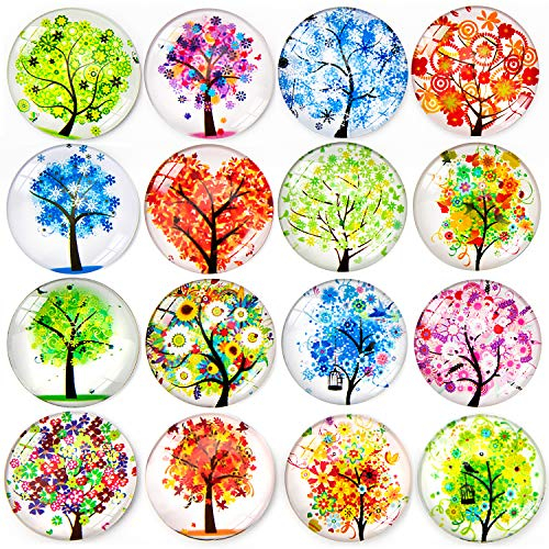 DUOUPA 16 Stück Set Kühlschrankmagnete Baum Muster Magnete Fuer Kuehlschrank 3D Bunt aus Glas Magnete für Whiteboards, Pinnwand, Büro Schränke