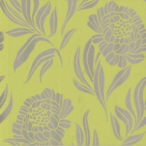 1602-106-05 - Avington Large Floral Motif Gold Lime Green 1838 Wallpaper
