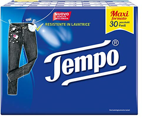 Tempo Fazzoletti Tempo Taschentücher, 4-lagig, 30 Packungen mit 9 Taschentüchern, 780 g