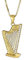 Sterling Silber Gelbes Gold überzogen Zirkonia Harfe Anhänger Halskette (Verfügbare Kettenlänge 40cm - 45cm - 50cm - 55cm)