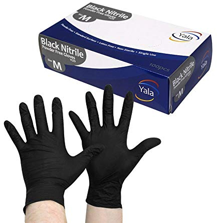 Yala Black Nitrile Powder Free Gloves Medium box 100