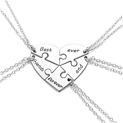 Jovivi Friendship Gifts for Women,5pc Best Friend Necklace Gifts for Girls Heart BBF Friendship Necklace Birthday Christmas Women Gifts