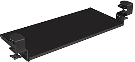 FIX&EASY Tastaturauszug klemmbar mit Tastaturablage 600X300mm schwarz matt Dekor, Tischklemmen höhenverstellbar schwarz, Schienen schwarz 300mm, Auszug für Tastatur Maus Keyboard und Laptop Ablage