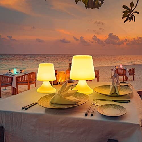 Lampada da Tavolo Senza Fili Ricaricabile Dimmerabile 8 RGB Colori Portatili Lampada Tavolo da Esterno con Telecomando IP54 Impermeabile Lampade da Tavolo per Terrazze Giardino Interne Esterne 26CM