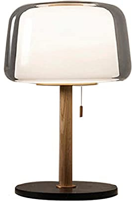 Lampes de bureau Lampe de table de chevet en bois avec abat-jour en verre et base en marbre Lampe de table de table de nuit moderne for la maison bureau de bureau restaurant, 19.7 H Lampe de Bureau L