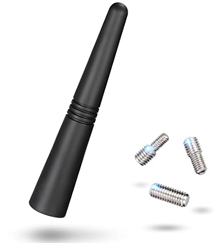 Eightwood Universal Short Car Antenna 3.6 inch, Roof Mount Vehicle AM FM Radio Antenna Mast Replacement, Flexible Rubber Antennae with M4 M5 M6 Thread Adapters