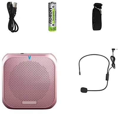 WANWEN Megaphon Bullhorn Tragbarer Mini-Audio-Sprachverstärker Megaphon-Booster mit kabelgebundenem Mikrofon Lautsprecher MP3-Lehrer-Sprachverstärker (Color : Pink, Size : XS) Little Surprise