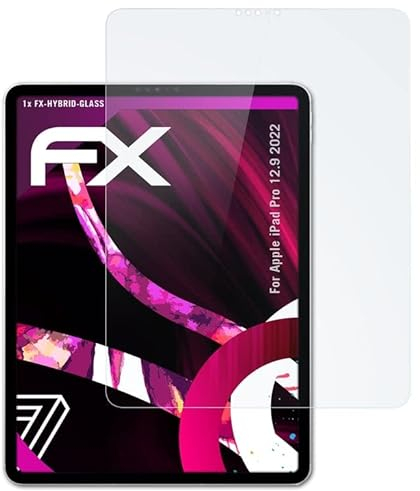 atFoliX Glasfolie kompatibel mit Apple iPad Pro 12.9 2022 Displayfolie, 9H Hybrid-Glass FX Schutzpanzer Folie