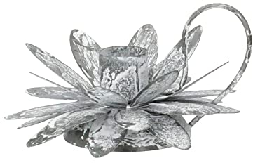Chic Antique Kammerleuchter Kerzenhalter Blume f?r Stabkerzen Antique Zink