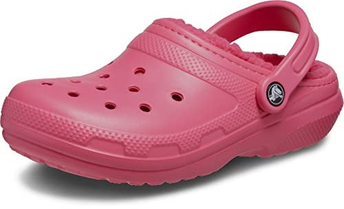 Crocs Womens Classic Lined Slip On Lightweight Clog Slippers, 5 UK, Hyper Pink