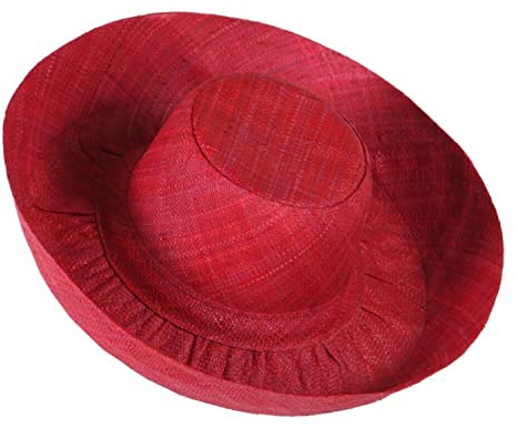 Miro Boho Chic - Sombrero Ibiza Medio. Practica y Chic Pamela de ala Media realizado en Rafia de Madagascar. Pamelas para Bodas y Tocados. Sombrero Playa Mujer Paja. Madrina Boda. (Rojo)