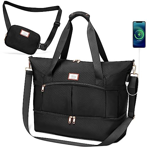 Mooedcoe Weekender Bag Bags for Women Gym Bag Women mit USB-Ladeanschluss Reisetasche Damen Weekender mit Schuhfach Geeignet für Sportreisen