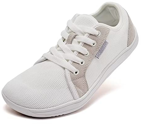 HOBIBEAR Unisex Wide Head Barefoot Chaussures minimalistes Chaussures décontractées pour Hommes et Femmes Chaussures(Blanc,EU 44)