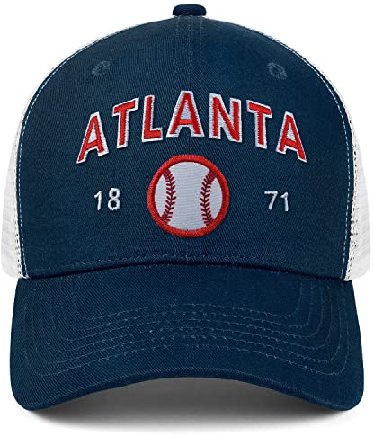 Jcrevfu City Trucker Hat Bestickte Baseball Cap Verstellbare Mesh Hut für Herren Damen, M-Atlanta, Einheitsgr��e