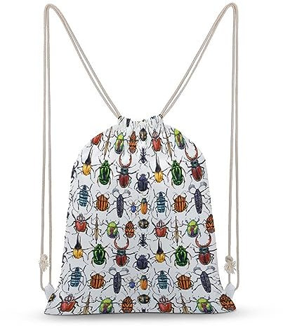 NIBABA Rucksack mit Kordelzug, niedlicher Käfer, Insekt, große Kapazität, wasserabweisend, Segeltuch, Sport, Yoga, Turnbeutel für Jungen, Mädchen, Frauen, Männer, Beutel mit Kordelzug