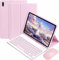 CLALOC Custodia con Tastiera per Samsung Galaxy Tab A7 2020 da 10.4 Pollici E Supporto per S Pen Incorporato Smart Cover Sottile con Tastiera Bluetooth Rimovibile per Galaxy Tab A7 2020,Rosa