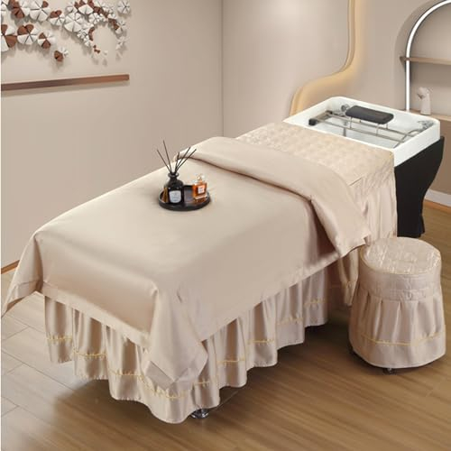 Dremdo Premium Beauty Couvre - Lit Massage Table Jupe, Massage Table Draps Set avec Trou De Repos du Visage Massage Table Jupe Spa,4,Square Head 70 * 155cm