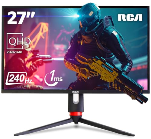 Monitor RCA de 27 pulgadas Evolution Premium QHD Gaming | Monitor de computadora de 240 Hz, 2560 x 1440 p con tecnología de actualización adaptativa y respuesta de 1 ms, HDR10, retroiluminación RGB y