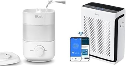 LEVOIT 2,5L Mini Luftbefeuchter bis 25H für Schlafzimmer Kinderzimmer, 26dB leise Top-Fill Humidifier, BPA frei + LEVOIT HEPA Luftreiniger Allergiker für 52㎡ Wohnung Raucherzimmer, 23dB