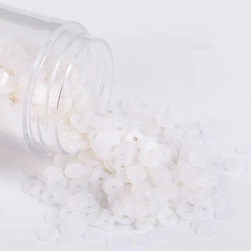 10 g/Packung, 2–6 mm, verschiedene Größen, flach, rund, lose Pailletten zum Basteln, PVC, matte und cremefarbene Pailletten, Pailletten zum Nähen von Hochzeitskleid-Accessoires, mattweiß, 6 mm, 720